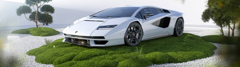 Lamborghini Countach LPI 800-4, CGI, 5K, White aesthetic