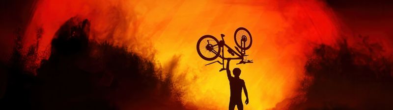 Freedom, Adventure, Cyclist, Sunset, Silhouette, Bicycle, Mountain bike