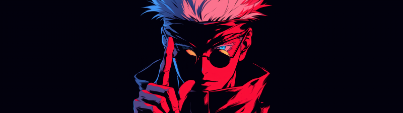 Satoru Gojo, JJK, AMOLED, 5K, Black background, Red aesthetic, Jujutsu Kaisen