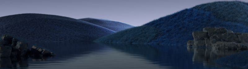 Peaceful, Landscape, Dreamlike, Body of Water, Blue aesthetic, 5K