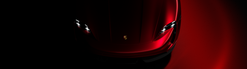 Porsche Taycan, Red aesthetic, Dark background, Dark red