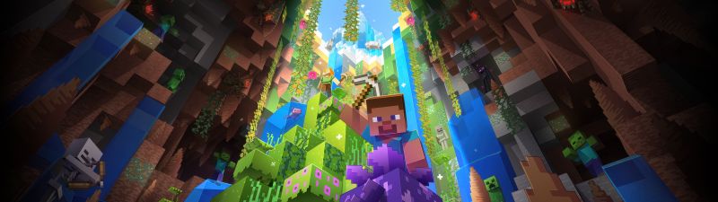 Minecraft: Bedrock Edition, Game Art, Minecraft, 5K, Colorful