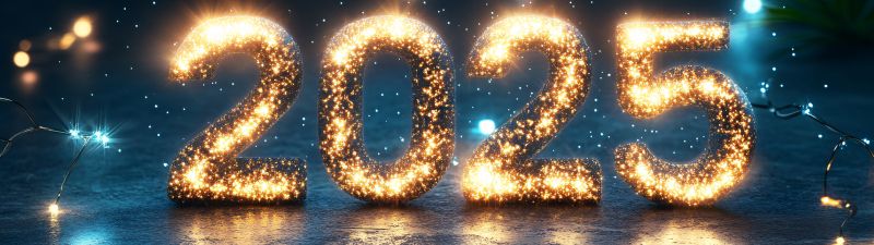 2025 New Year, Glitter letters, 5K, AI art