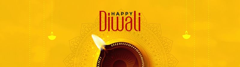 Happy Diwali, Hindu festival, Festival of lights, Yellow background, Indian festival, 5K