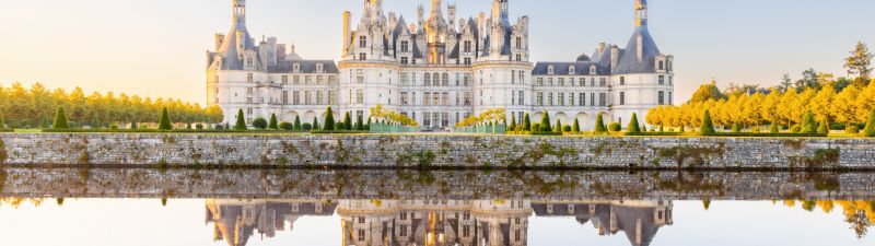 Chambord Castle, France, Ancient architecture, Loire Valley, 5K, Reflection, Daytime