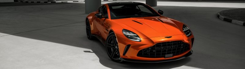 Aston Martin Vantage, V8 Twin Turbo Sportscar, 2025, 5K, 8K, Orange cars