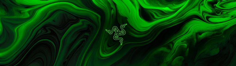 Razer, Green abstract, Green background, Abstract background