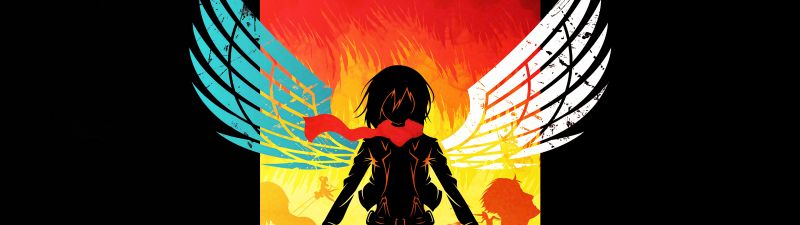 Attack on Titan, Mikasa Ackerman, Shingeki no Kyojin, Anime series, Season 3, Black background, AOT