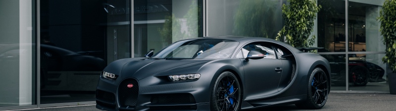 Bugatti Chiron Sport, Matte black, Sports cars, Urban