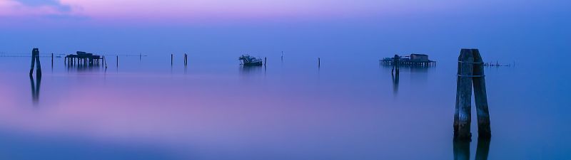 Fishing Huts, Venice, Italy, Water, Reflections, Calm, Sunset, Sea, Sky view