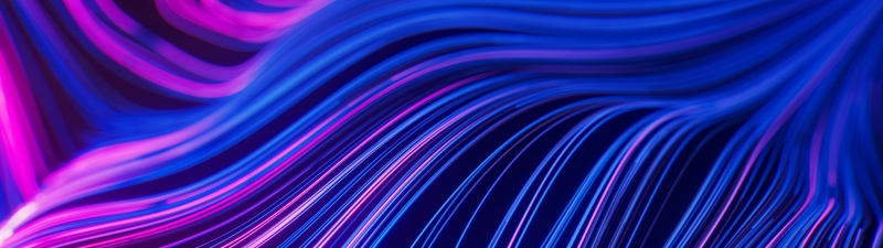 Cyberpunk, Abstract art, Glowing lines, Blue and Pink, Waves, Light trails, Neon Lights