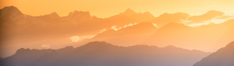 Southern Alps, 8K, New Zealand, Sunset, Clouds, Mountain View, 5K