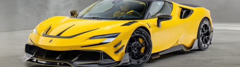 Ferrari SF90, Mansory, 5K, Yellow cars