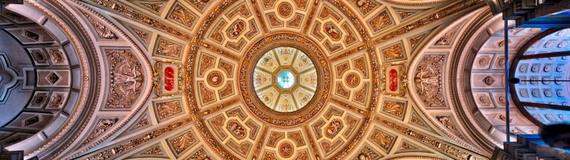Kunsthistorisches Museum, Ceiling, Austria, Vienna, Indoor, Lights, Ancient architecture, 5K, 8K