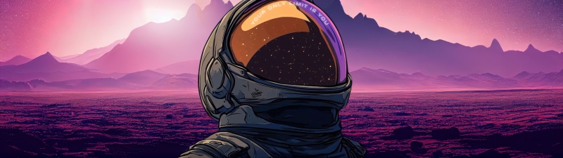 Astronaut, Purple aesthetic, Space suit, Astronaut helmet, Pink, Looking up at Sky, Retro