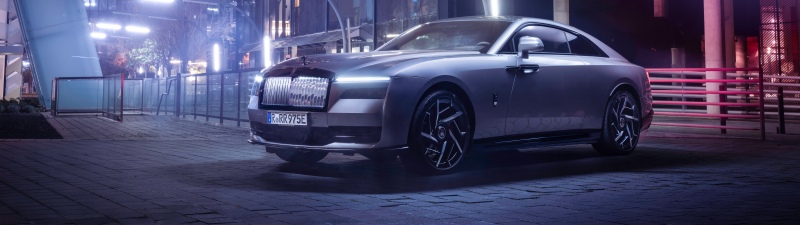 Rolls-Royce Black Badge Spectre, Jubilee Silver, 5K, 8K, Neon Lights