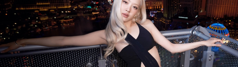 Rose (Blackpink), Night, 8K, 5K, Black dress