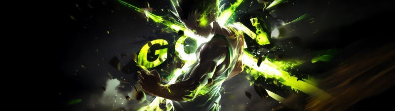 Gon Freecss, Green aesthetic, Hunter x Hunter, 5K, Dark background
