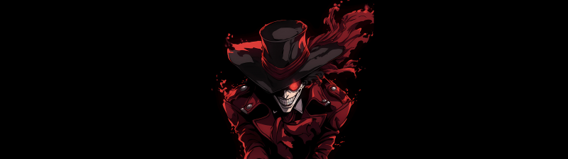 Alucard, Guns, Hellsing, Vampire, Black background, AMOLED, 5K