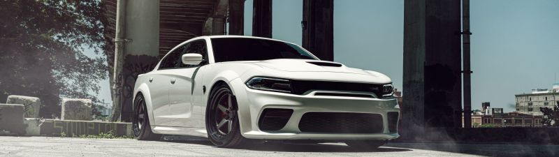 Dodge Challenger SRT Hellcat Widebody, White cars, 5K, 8K