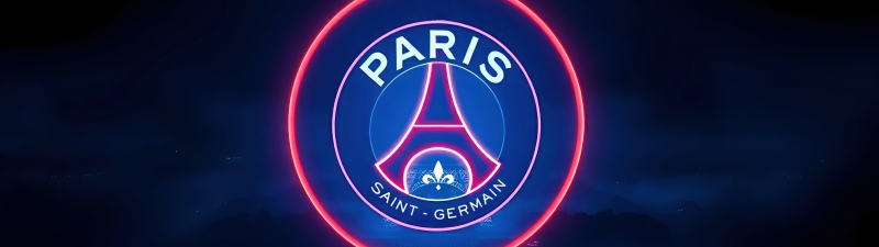 Paris Saint-Germain, UEFA Champions League, Neon logo, Dark aesthetic, Crest, 5K