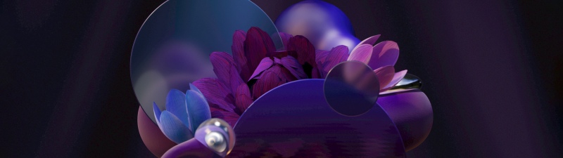 Purple aesthetic, Floral designs, Translucent, 3D Render, Geometric, Modern design