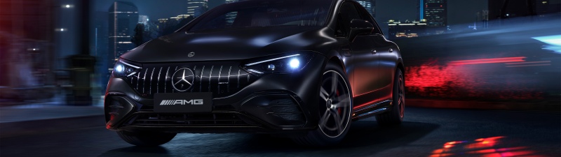 Mercedes-AMG EQE 53 4MATIC, 2025, Mercedes-Benz AMG, Electric cars, Black cars, Night city