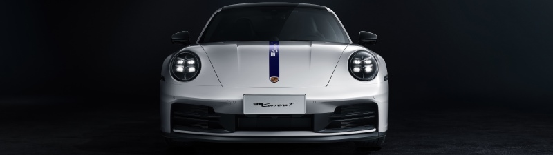 Porsche 911 Carrera T, Dark background, White cars, Sports cars, Racing stripes
