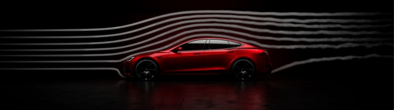 Tesla Model S Plaid, 2025, Dark background, Red cars, Tesla Model S