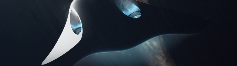 Futuristic, Spaceship, Concept Art, Dark background, Deep space, Space exploration, 5K