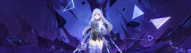 Skirk, Purple aesthetic, Anime girl, Genshin Impact