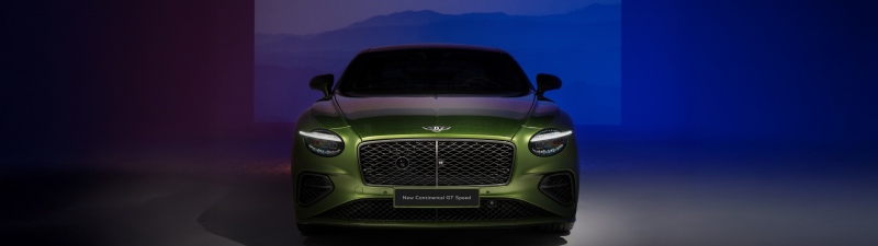 Bentley Continental GT Speed, Front View, Green car, 5K, Luxury cars