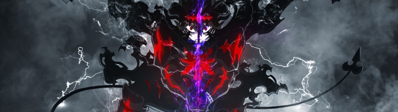 Black Asta, Black Clover, Season 2, Devil, Demonic, Lightning, Dark background, 5K