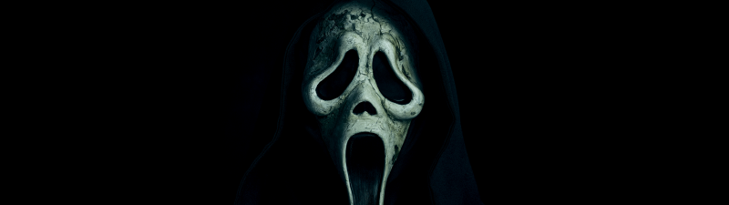 Ghostface, Black background, 5K, Scream, Horror, Mask, AMOLED