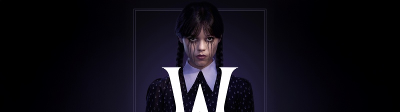 Wednesday Addams, Season 2, 2025 series, Wednesday (Netflix), Jenna Ortega as Wednesday Addams, Dark background