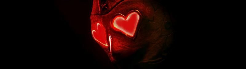 Heart Eyes, 2025 Movies, Dark background, Red hearts, Horror Movies