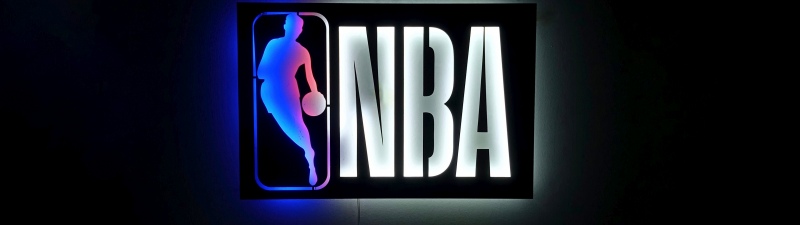 NBA, Neon sign, Basketball, Logo, Glowing, Dark background, 5K