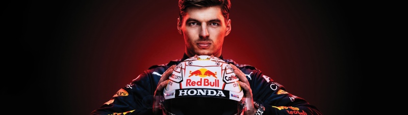 Max Verstappen, Helmet, Red Bull Racing, Honda, Dark background, 5K, Racing driver