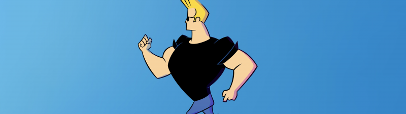Johnny Bravo, 5K, Minimalist, Blue background, Funny, Cartoon, Muscular