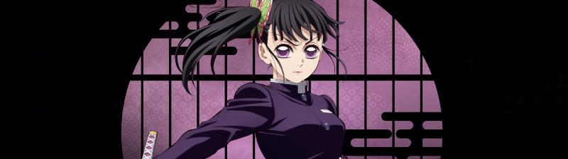 Kanao Tsuyuri - Infinity Castle, 5K, Anime movie, Demon Slayer: Kimetsu No Yaiba Infinity Castle, Black background, Kanao Tsuyuri