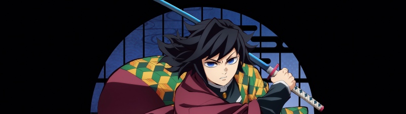 Giyu Tomioka - Infinity Castle, 5K, Anime movie, Demon Slayer: Kimetsu No Yaiba Infinity Castle, Black background, Giyu Tomioka