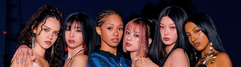 KATSEYE, Group portrait, Y2K aesthetic, Girl group, 5K