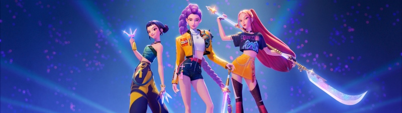 KPop Demon Hunters, 8K, Ultrawide, Huntrix, Rumi (Huntrix), Mira (Huntrix), Zoey (Huntrix), 2025 Movies