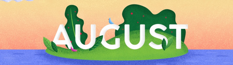 August, Summer, Illustration, Island, Water, Sunny day, Colorful