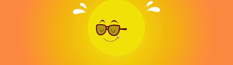 Summer, Sun, Cute cartoon, Sunglasses, Happy, Orange aesthetic, 5K, Minimalist