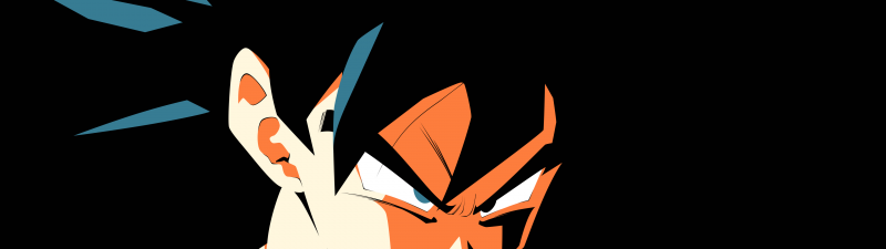Angry, Son Goku, Black background, AMOLED, Minimalist