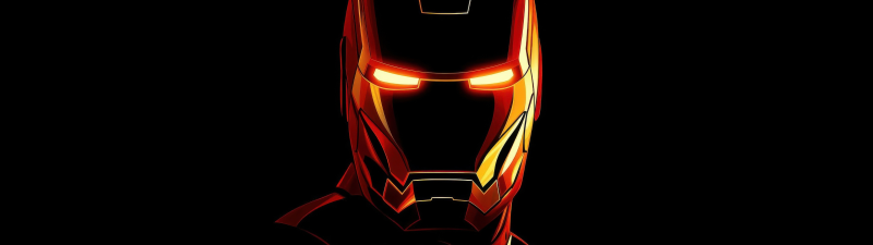 Iron Man, Outline, Black background, Marvel Superheroes, AMOLED