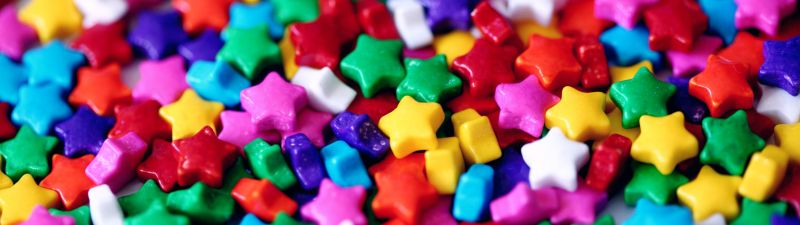 Candies, Multicolor, Star Shape, Colorful, Rainbow colors, Sweet, Confectionery, Closeup, 5K