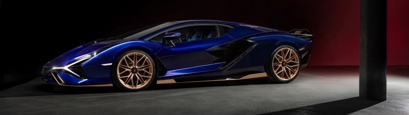 Lamborghini Sián FKP 37, Modern design, Exotic car, Blue car