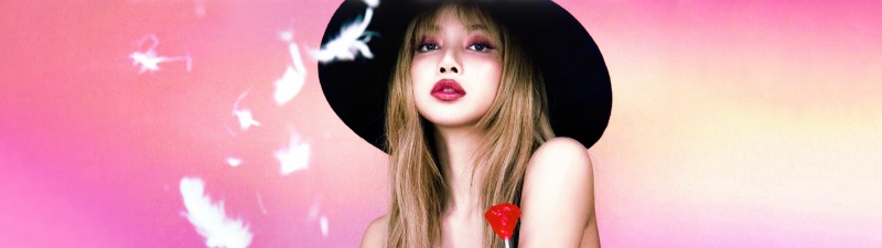 Lisa Marie Claire Korea, 2025, 5K, Red Rose, Lisa, Gradient background